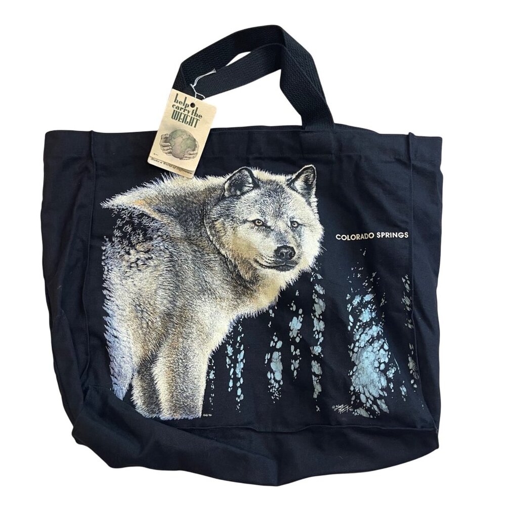 Canvas Carry-Alls Colorado Springs Wolf Tote Bag Measures‎ Approx. 17" X 15"
